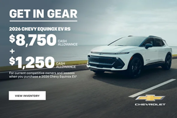2026 Chevy Equinox EV RS. $8,750 CASH ALLOWANCE PLUS $1,250 